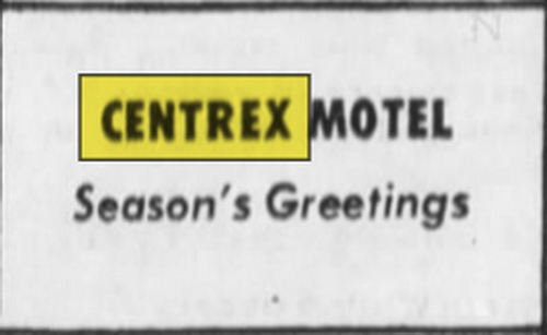 Centrex Motel - Dec 24 1972 Christmas Ad
